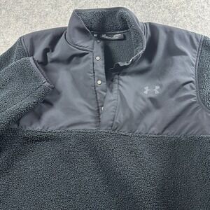 Under Armour‎ Fleece Pullover Mens XL Black Sherpa Snap Mock Neck UA Golf Jacket